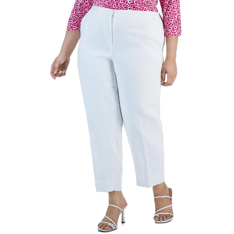 Markdown Madness Plus Womens Linen Blend Pocket Ankle Pants
