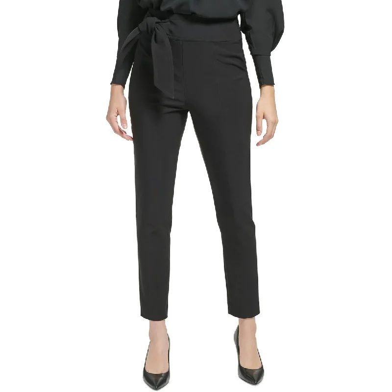 Price Blitz Womens Tie Waist Stretch Ankle Pants