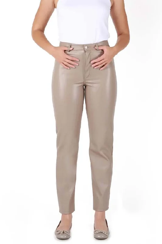 Deal Alert Black Tape Faux Leather Straight Leg Pants