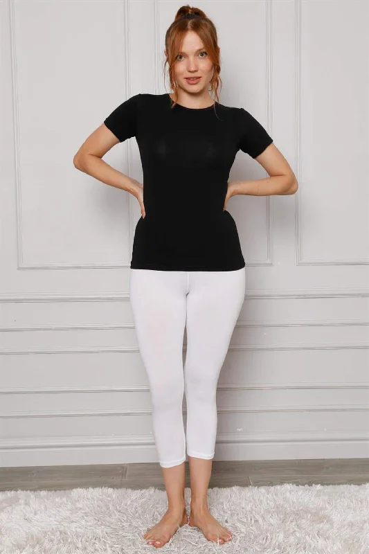 YEAR-End Clearance Combed Lycra Knee Length Leggings 5873P