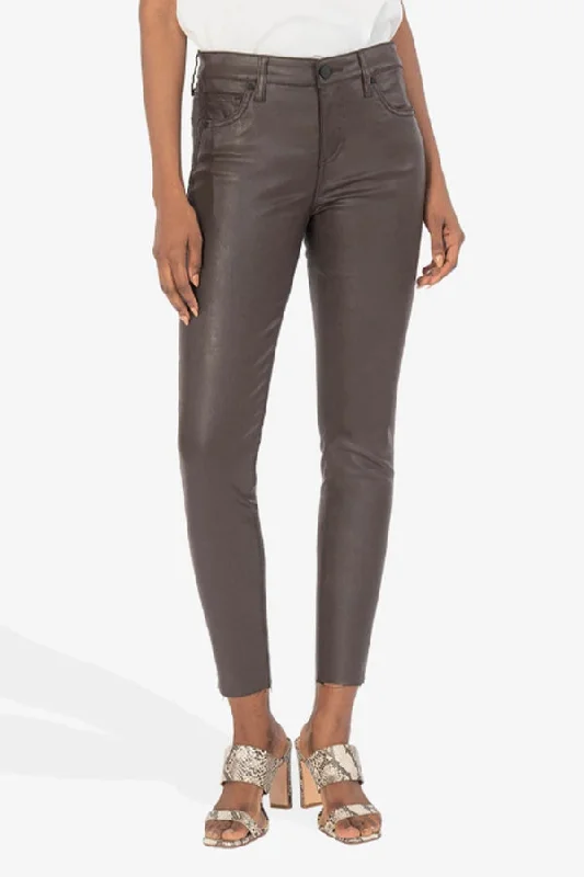 Super Bargain Kut Connie Faux Leather High Rise Chocolate Jeans
