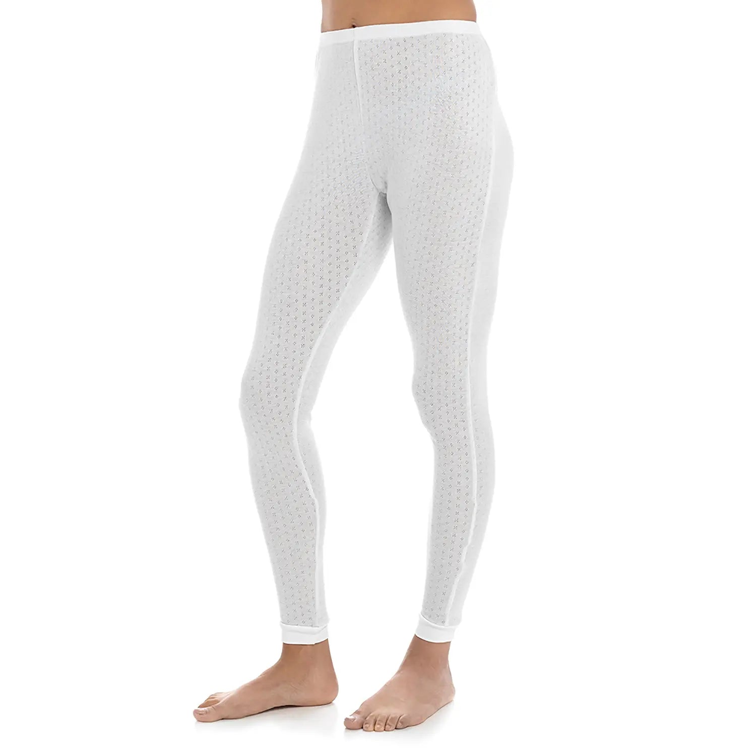 Buy More, Save More Ladies Thermal Leggings White Pointelle Extra Warm Base Layer