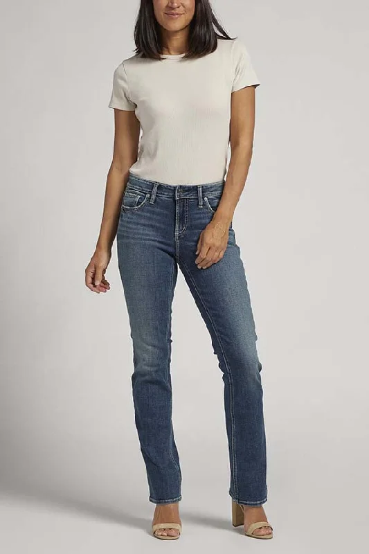Final Clearance Silver Elyse Mid Rise Slim Bootcut Jeans
