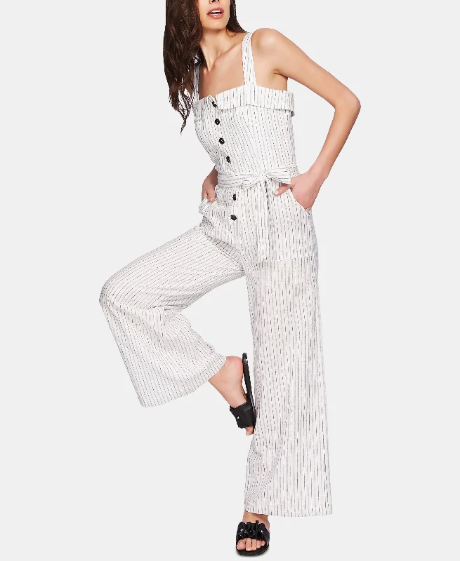 Deep Discounts 1.State Striped Button Front Jumpsuit