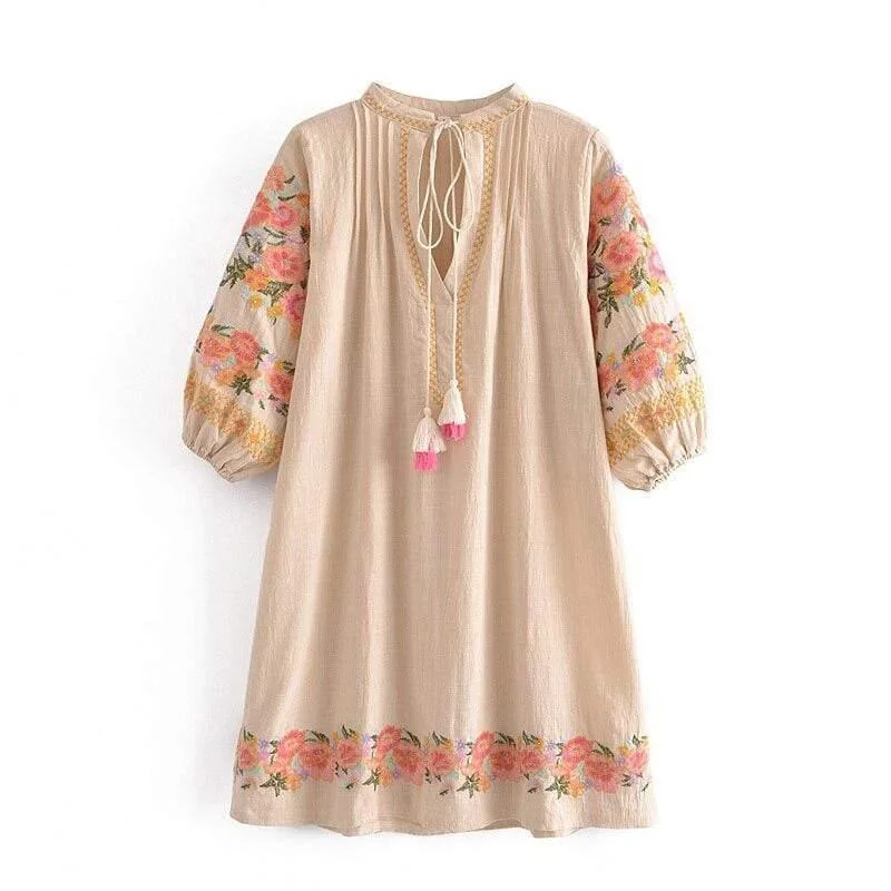 Loyalty Reward Aegle Tassel Embroidered Mini Dress