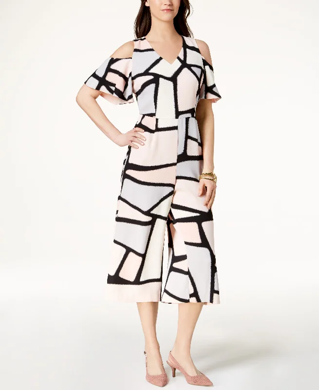 Limited Stock Alfani Printed Cold Shoulder Jumpsuit