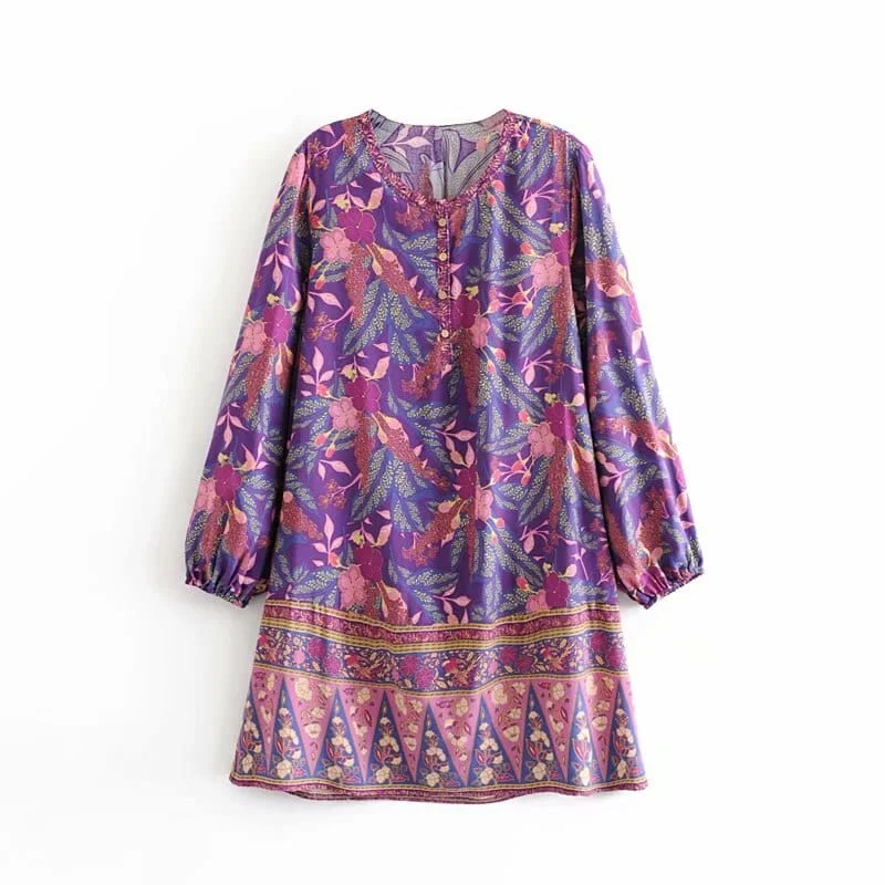 Daily Specials Ariba Long Sleeve Mini Dress in Purple