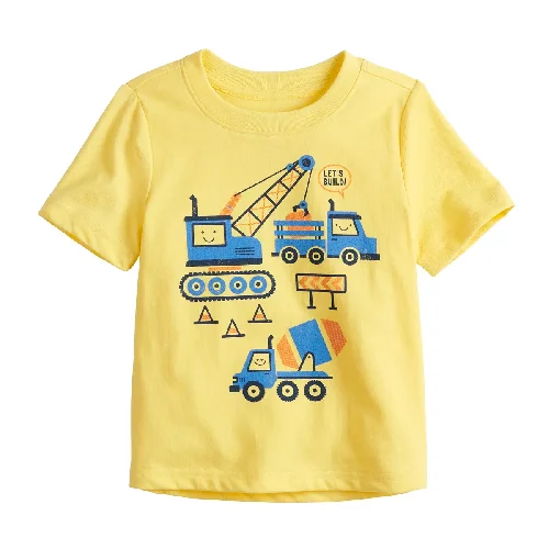 Super Deal Baby Boy Jumping Beans® Softest Yellow Construction Vehicles Graphic Tee