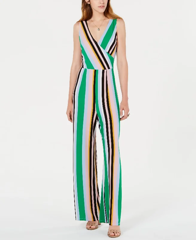 Midnight Madness Bar III Striped Surplice Neck Jumpsuit