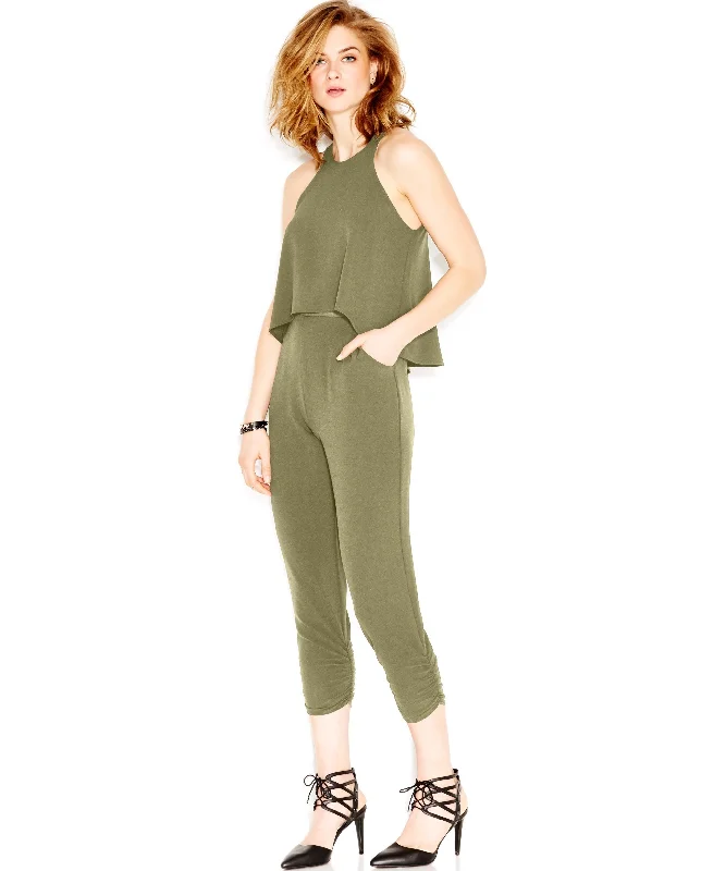 Can't Be Beat Bar III Womens Crepe Popover Jumpsuit