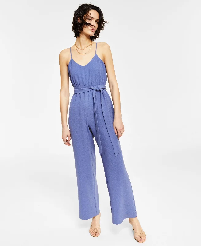 Friends and Family Sale Bar III Womens Sleeveless Belted Jumpsuit