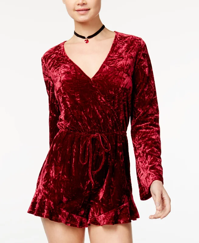 Discount Deals Juniors' Crushed Velvet Surplice Romper