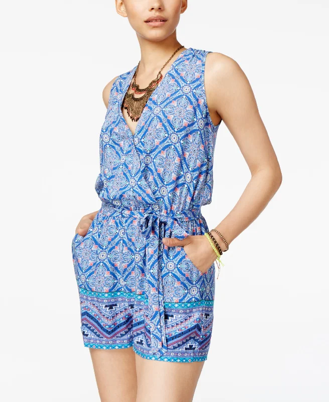 Mega Deal Be Bop Juniors Printed Surplice Romper With Sash Belt