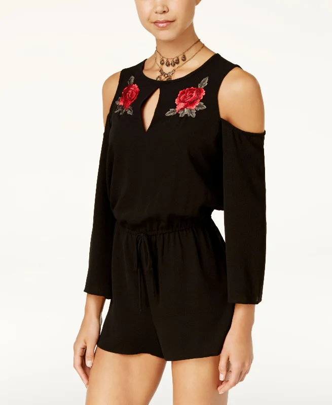 Special Promotion Be Bop Juniors Rose Applique Cold Shoulder Romper