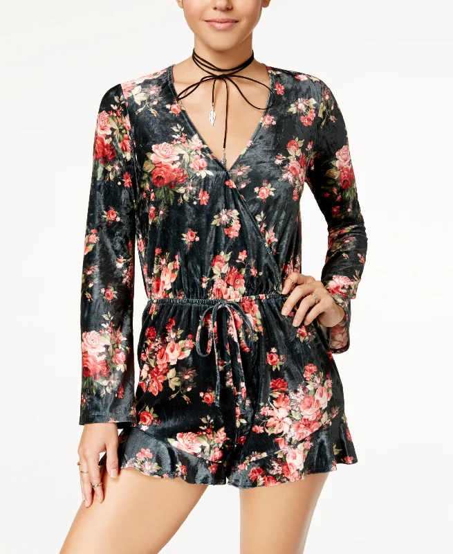 Overstock Sale Be Bop Juniors Velvet Floral Print Romper