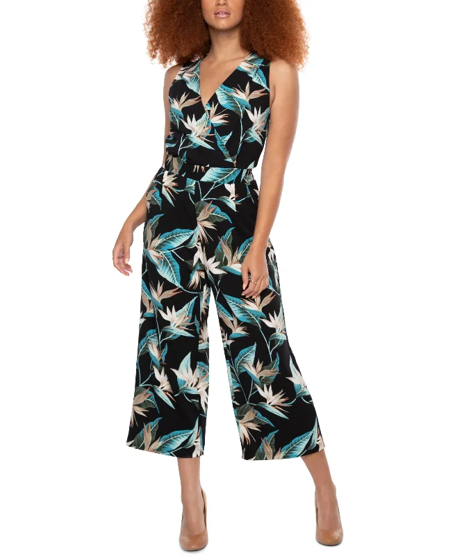 Weekend Special Black Tape Printed Cropped Jumpsuit