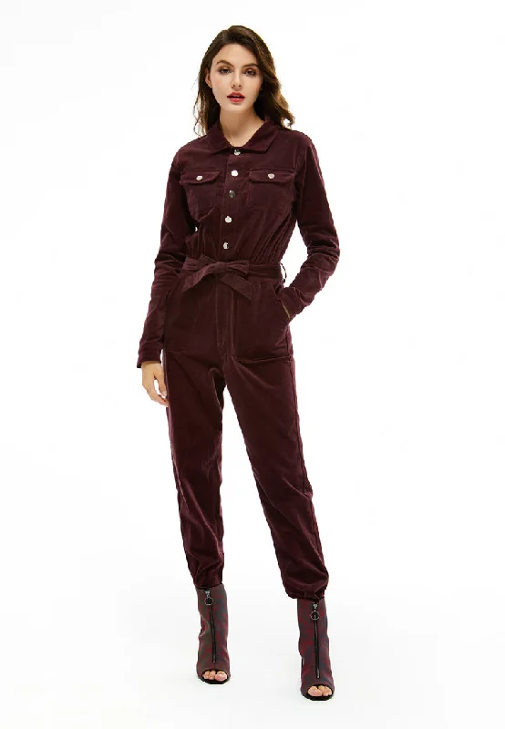 Warehouse Sale Bow Tie Velvet Jumpsuit