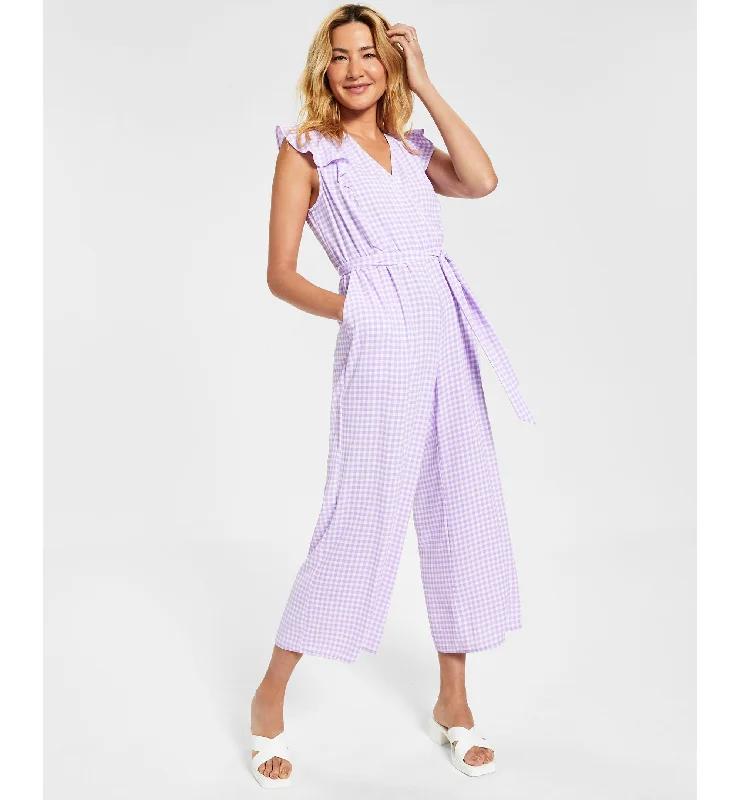 Midnight Sale Charter Club Mommy Me Womens Cropped Gingham Jumpsuit