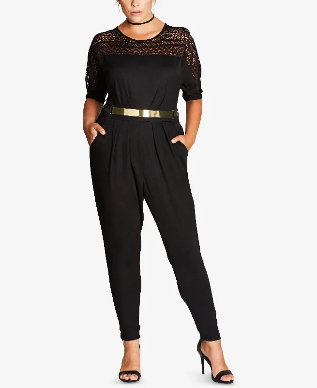 Price Reduction City Chic Trendy Plus Size Lace Trim Jumpsuit