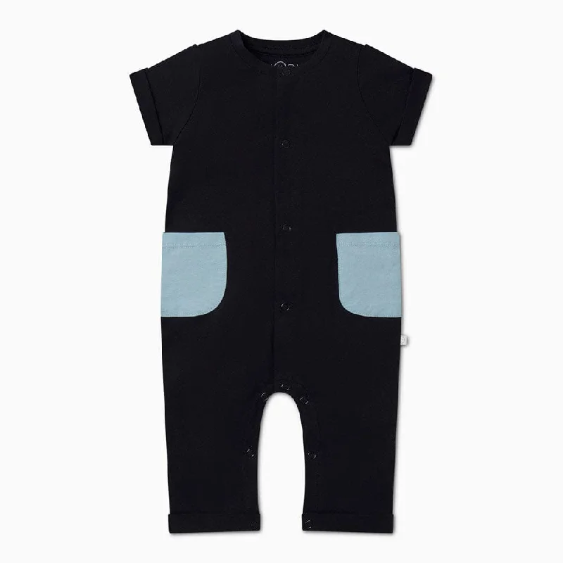 Midnight Sale Colorblock Short Sleeve Jumpsuit - Navy & Blue