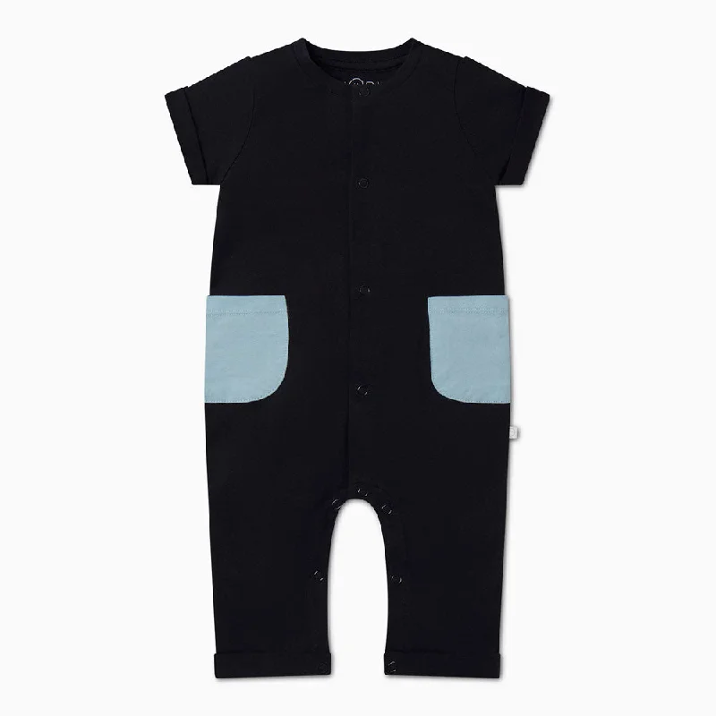 Limited Quantity Colorblock Short Sleeve Jumpsuit - Navy & Blue