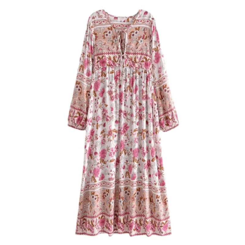 Grand Opening Sale Elena Pink Maxi Dress
