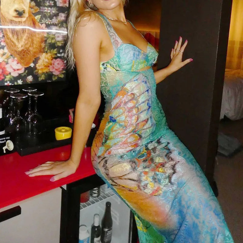 Bargain Prices Elke Butterfly Print Cut Out Maxi Dress