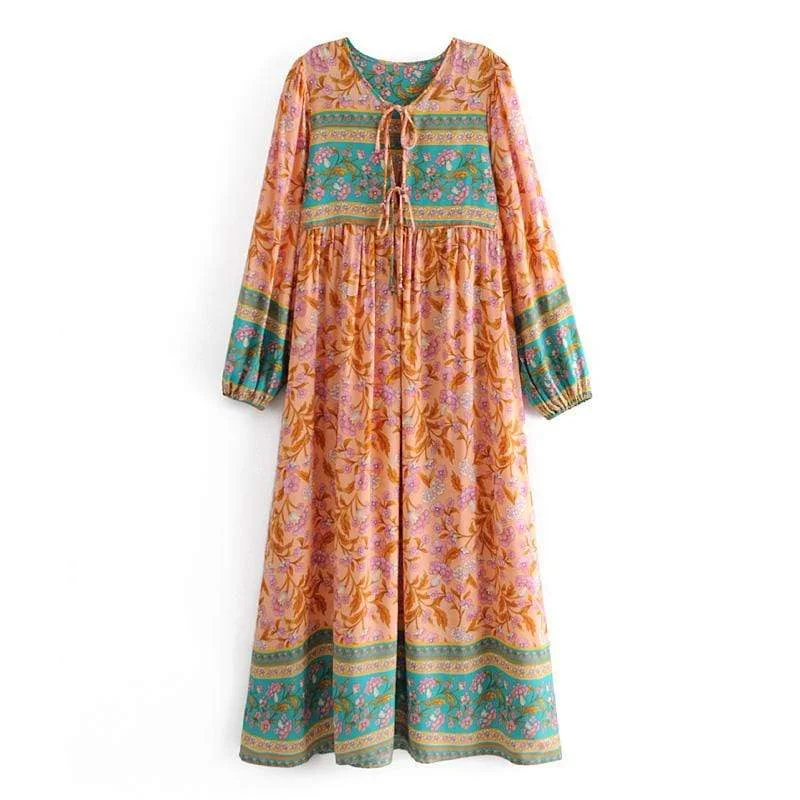 Bargain Bin Fenna Orange Floral Maxi Dress
