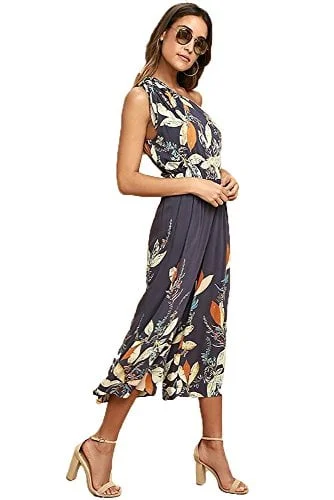 Savings Event Free People Womens Island Time Blue Floral Wide Leg Jumpsuit