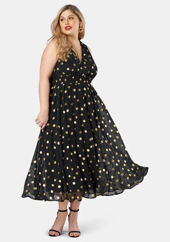 Closeout Sale Gift Of Gold Spot Maxi Dress