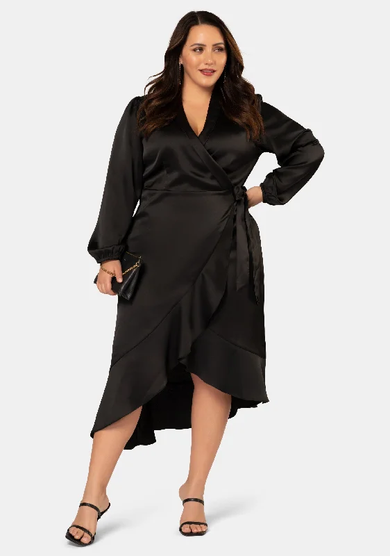 Customer Appreciation Sale Girl Crush Satin Wrap Dress