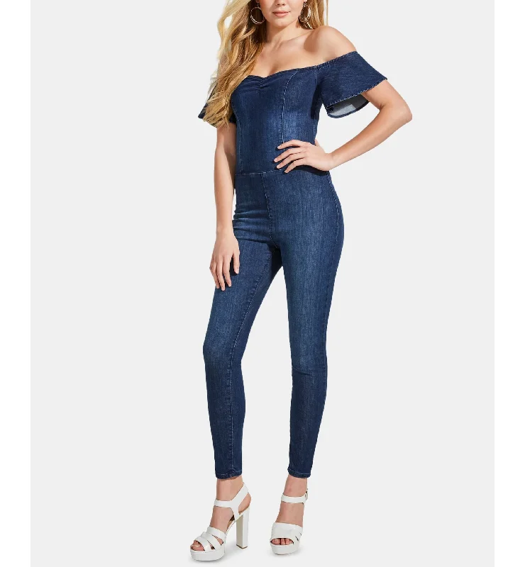 Price Smash Guess Sala Off The Shoulder Denim Jumpsuit