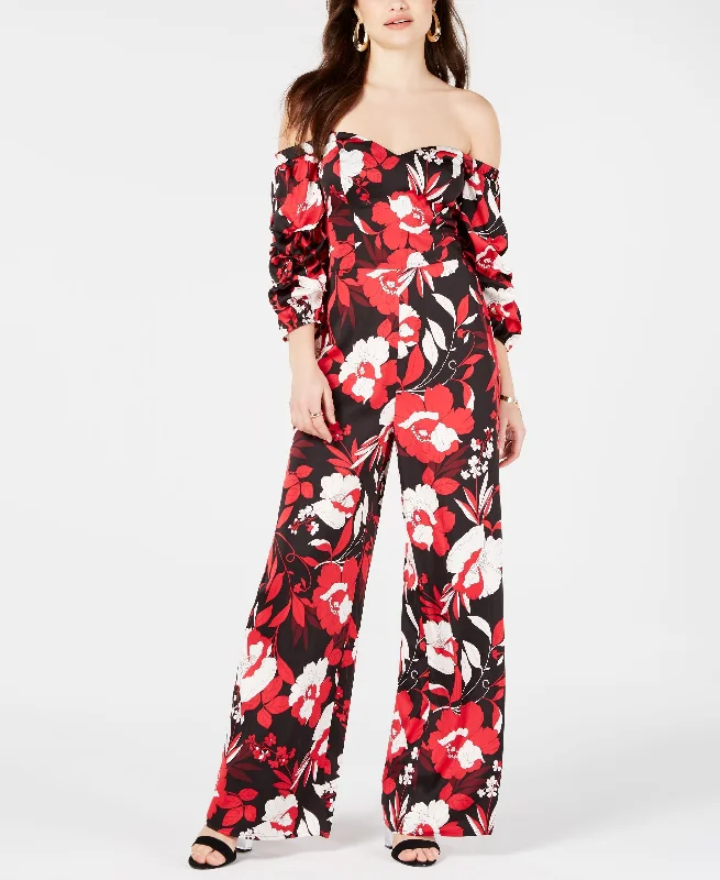 Bargain Bin Guess Zooey Printed Off The Shoulder Jumpsuit