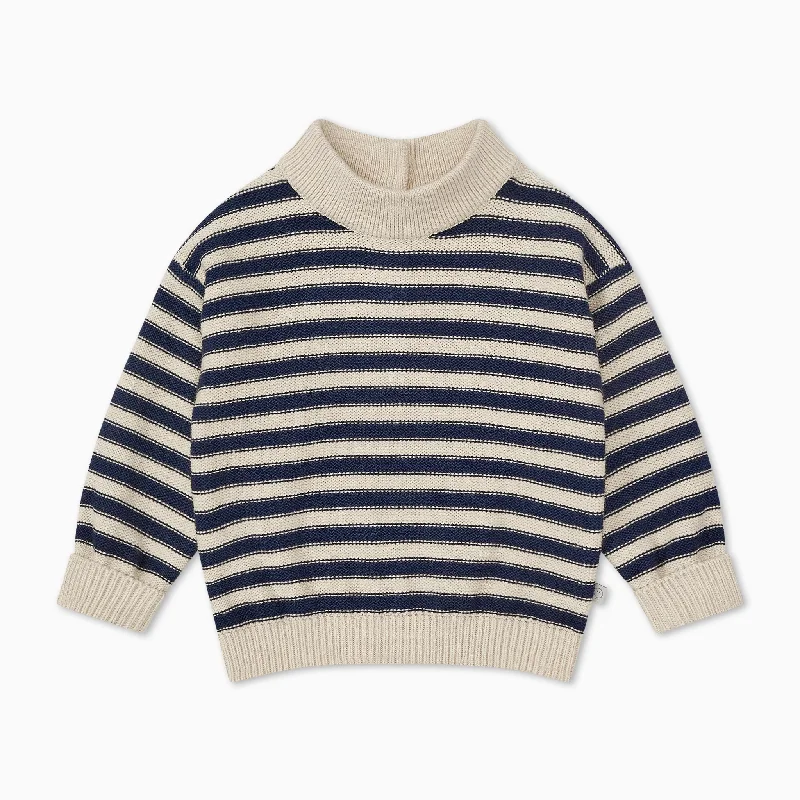 Online Exclusive High Neck Knitted Stripe Jumper - Navy Stripe
