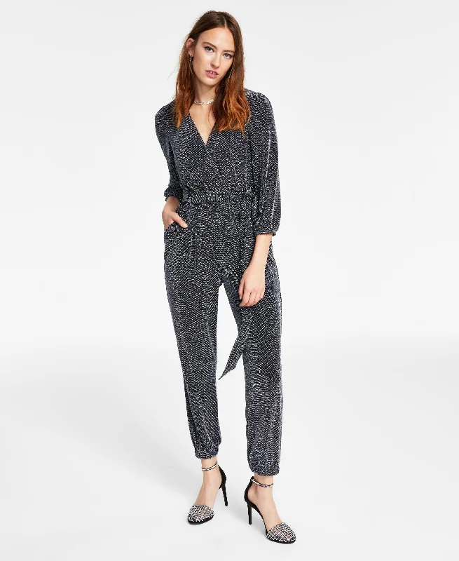 Value Deals Inc International Concepts Metallic Belted Jumpsuit