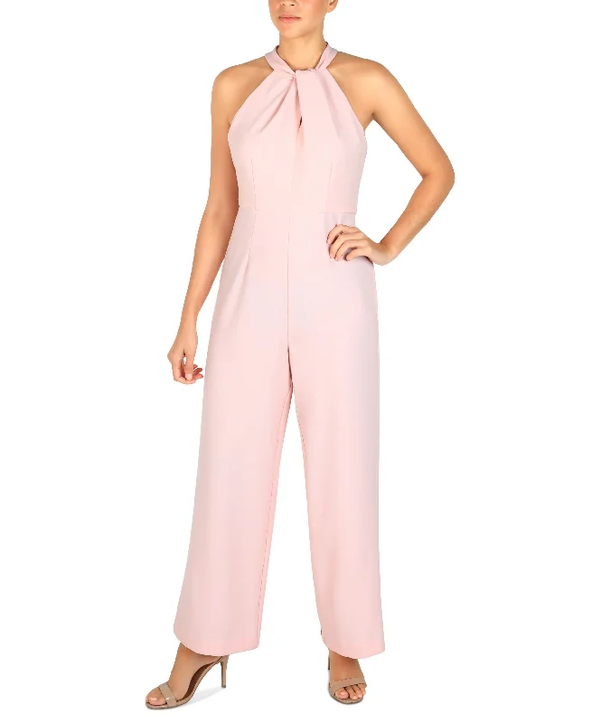 Hurry In Twist-Front Halter Jumpsuit