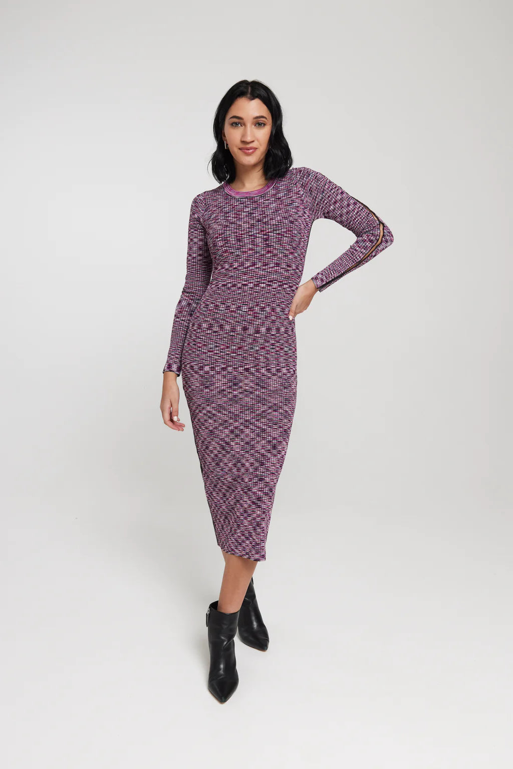 Price Cut The Space Dye Ribbed Sweater Midi Dress