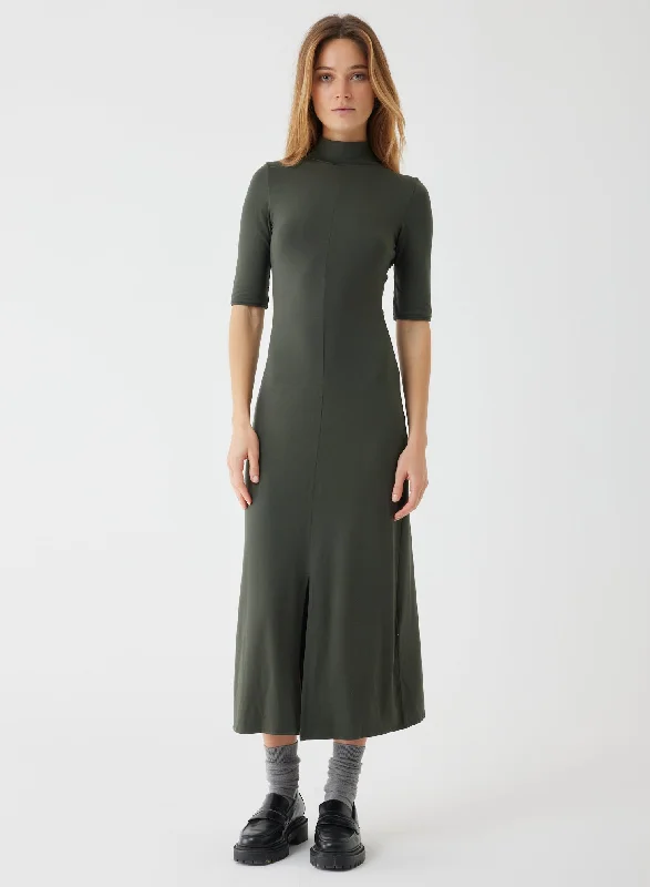 Online Only Elbow Sleeve Mock Neck Dress