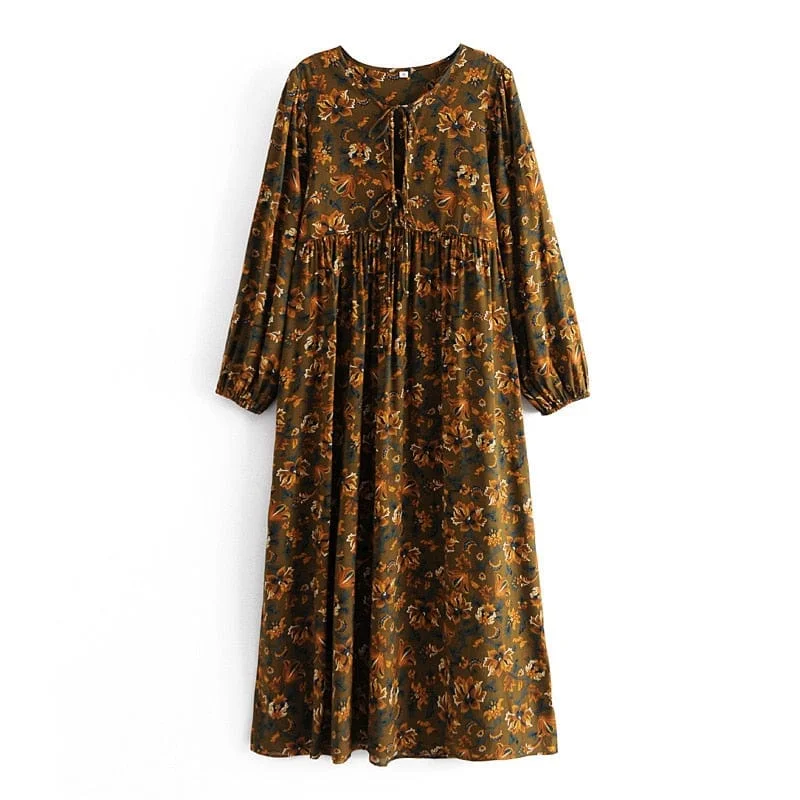 Final Markdown Malena Long Sleeve Boho Maxi Dress