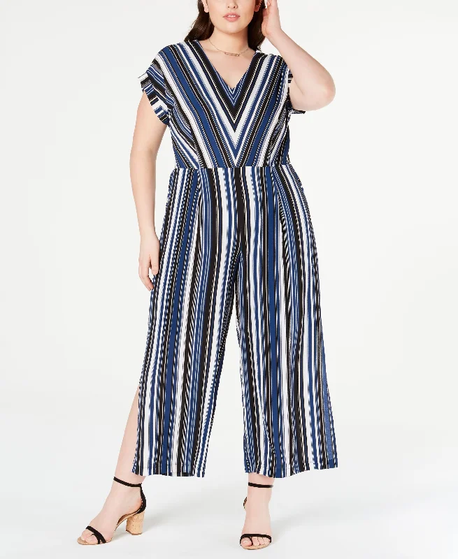 Buy Now Monteau Juniors Trendy Plus Size Striped Jumpsuit