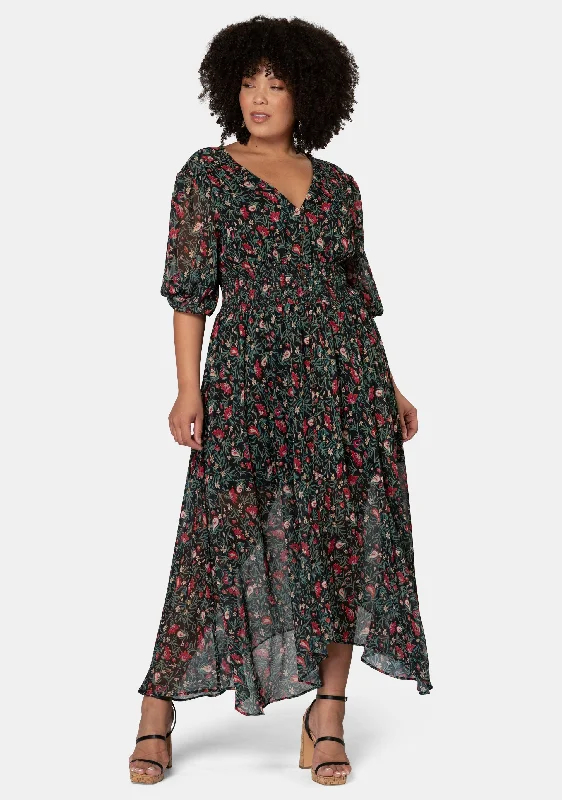 Don't Miss Next Universe Rose Print Maxi Dress