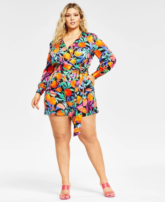 Grand Opening Sale Nina Parker Trendy Plus Size Satin Romper
