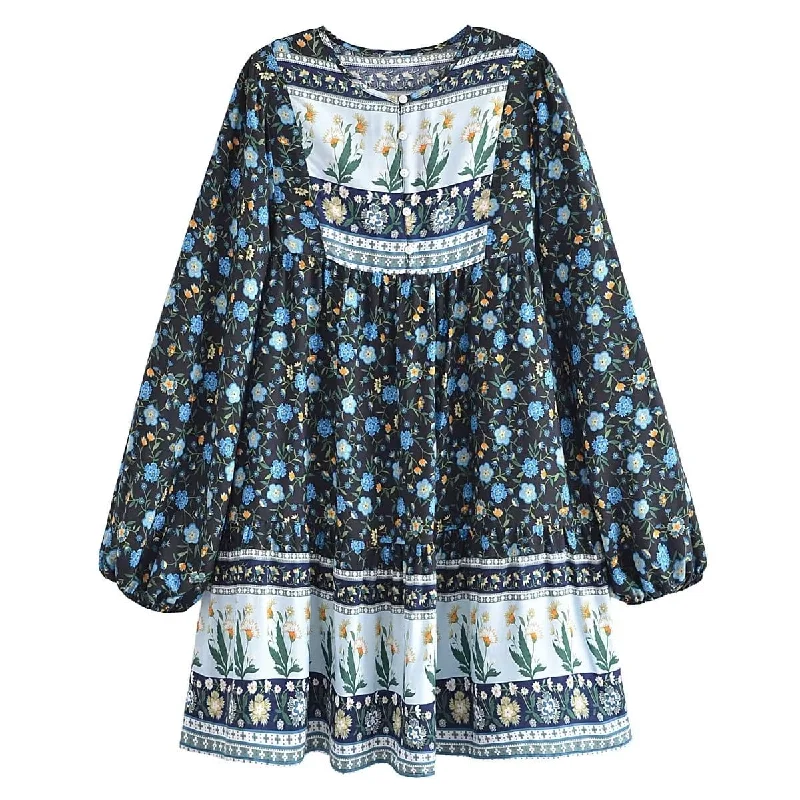 Price Rollback Noa Long Sleeve Boho Mini Dress