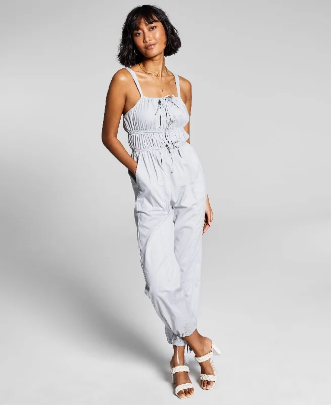 Discount Days Now This Womens Cotton Tie Front Jumpsuit