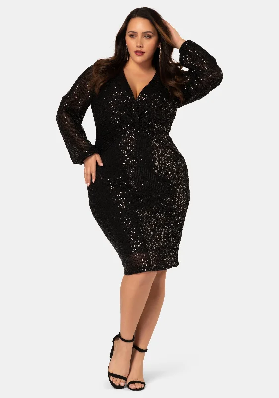 Don’t Miss Out Pinky Promise Puff Sleeve Sequin Dress