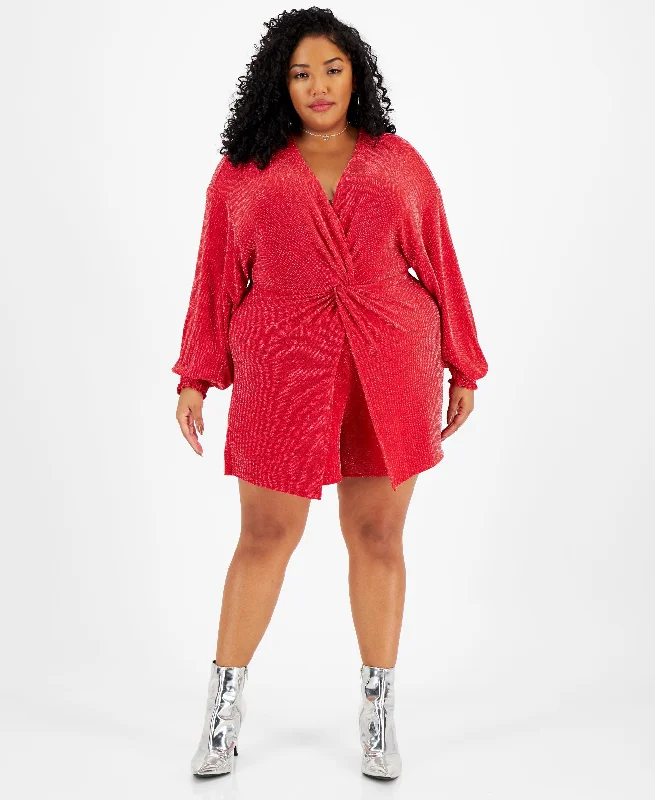 Massive Deals Plus Size Embellished Twist-Front Walkthrough Romper