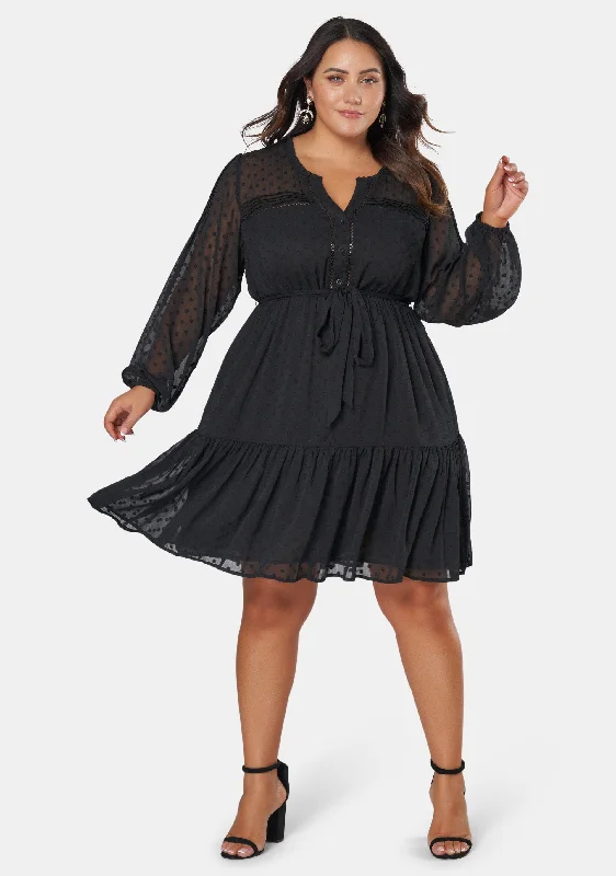 Take Advantage Sheer Silhouette Smock Dress