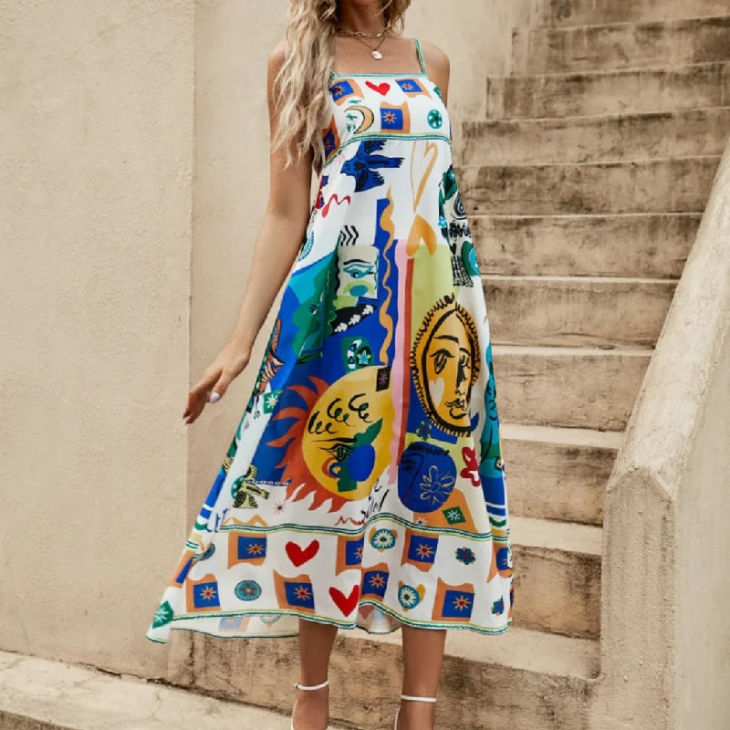 Markdowns Soleil Art Print Midi Dress
