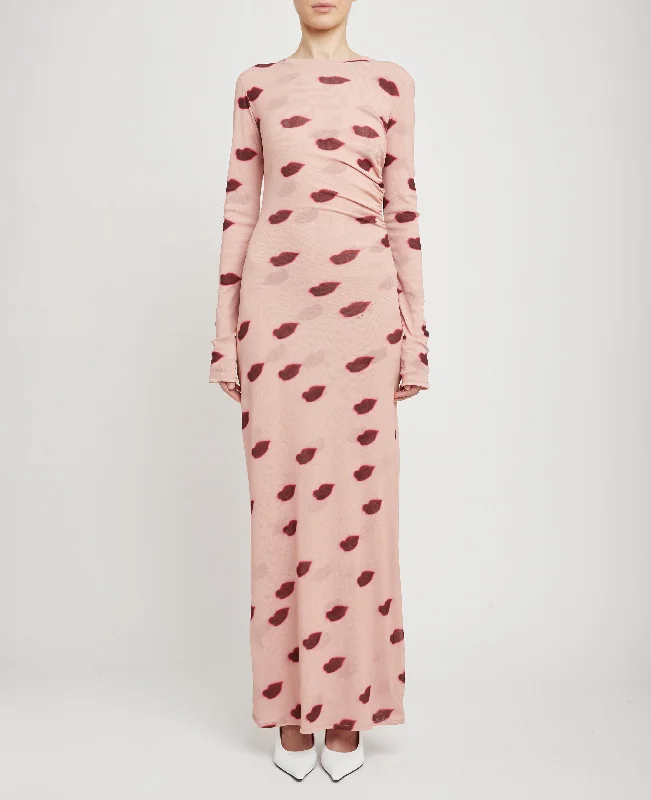 Mega Sale Lips Mesh Print Dress