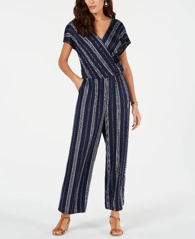 Time-Limited Offer Style & Co Striped V Neck Jumpsuit